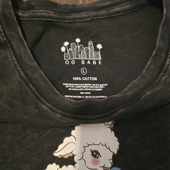 OG Babe Delusional But Cute Black Baby Tee Size L - Picture 3 of 3